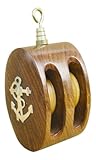Material: Holz Messing Sea-Club Doppel-Blockrolle Seilrolle Holz, Messing