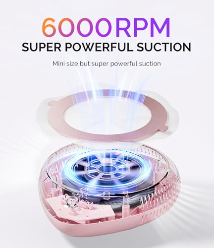 Image of MelodySusie Compact Cordless Nail Dust Collector, PProR 6000RPM Mini Nail Vacuum Fan with 3 Suction Modes and 30 Disposable Filter Papers for DIY & Daily Nail Care,Pink