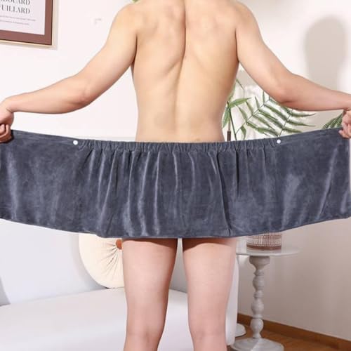Men's Bathrobes Beach Towels Short Shower Skirts Shower Pants Bath Wrap Spa Sauna Robe Bath Towel(Color:Brown)4