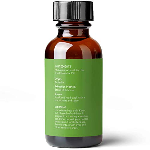 Tea Tree Essential Oil, 1 Fl Oz With Dropper - Undiluted Therapeutic Grade For Your Face, Skin, Hair And Diffuser - 100% Pure Melaleuca Oil For Acne, Toenails - By Pure Body Naturals #TOP3