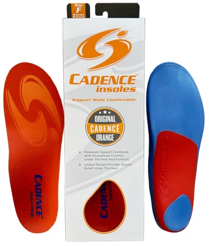Cadence Insoles Orthotic Shoe Insoles, Orange, Men's 9.5-10.5, Women's 10.5-11.5