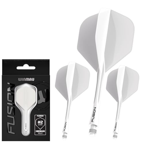Image of Winmau Fusion No.2 Integrated Flight & Shaft System - Lightweight Replacement Set for Steel & Soft Tip Darts - 90-Degree Wing Design Sizes