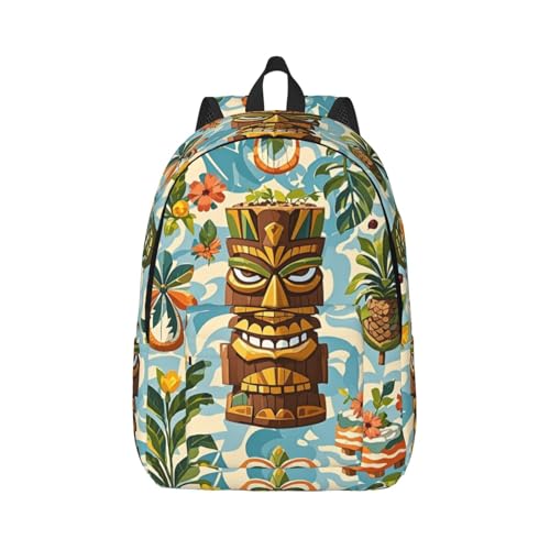 Laptop Backpack Lightweight Bookbag for Women Men Vintage Aloha Tiki Pattern Daypack for Work Hiking Travel