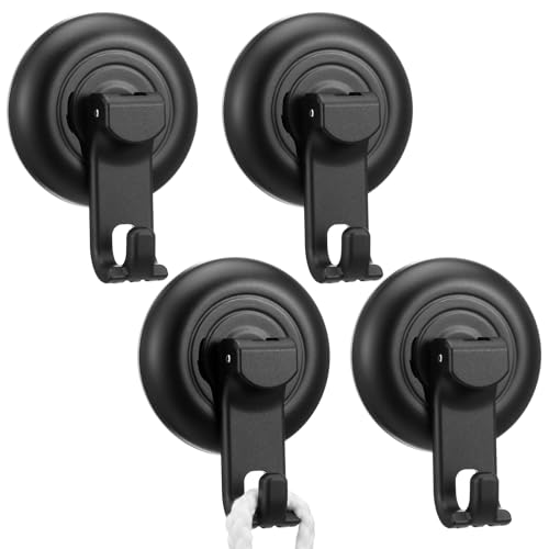 4PCS Suction Cup Hooks for Shower, Heavy Duty Window Suction Cups with Hook, Detachable Vacuum Shower Hooks, No Need to Punch Holes, Reusable for Towels, Bathrobes, Loofahs, Bathrooms, Kitchens