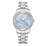 citizen women s eco drive dress classic diamond watch with 3 hand date and sapphire crystal silver gray mother of pearl dial