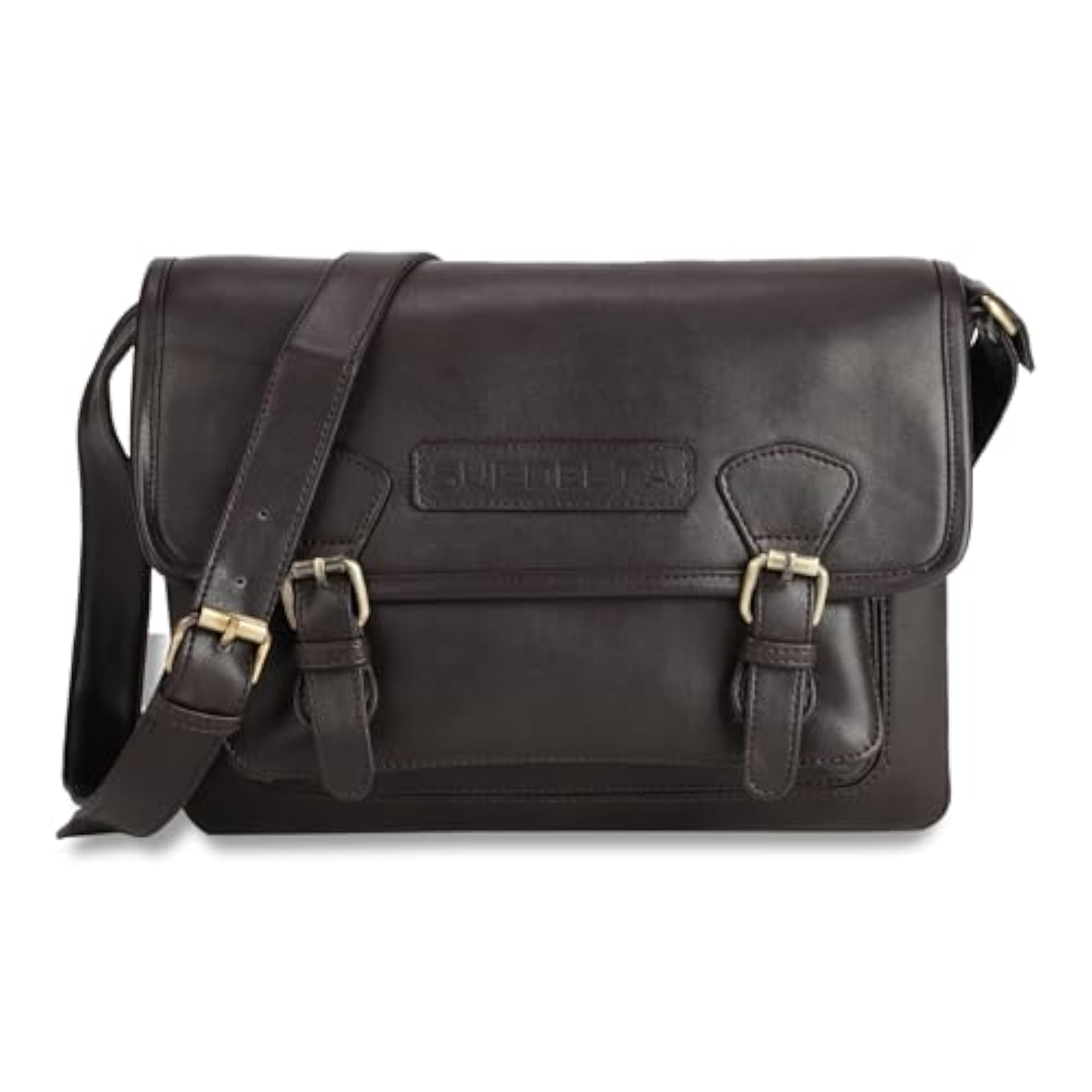 Men's Full Grain Leatherette Messenger Bag