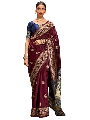 Image of SIRIL Women's Paithani jacquard Silk Saree |Chandrakor Paithani jacquard Saree With Unstitched Blouse Piece