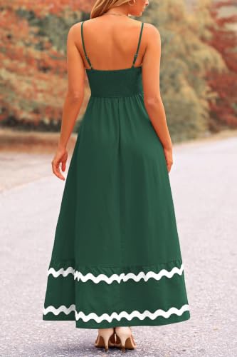 Image of PRETTYGARDEN Women's 2026 Summer Flowy Maxi Dress Casual Sleeveless Spaghetti Strap Ruffle Beach Long Dresses