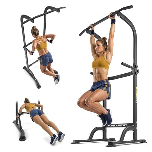 TREX SPORT Power Tower TX-060PR | Dip Station & Klimmzugstange freistehend | multifunktionaler Kraftturm bis 150 kg