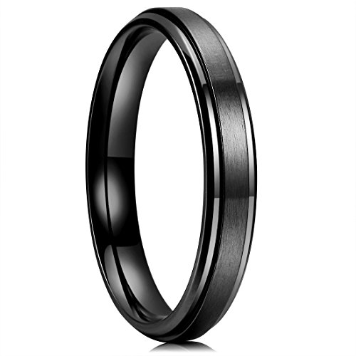 King Will Basic Men 4MM Matte Brushed Black Titanium Wedding Ring Stepped Beveled Edge Comfort Fit Wedding Band 9 King Will Basic Men 4MM Matte Brushed Black Titanium Wedding Ring Stepped Beveled Edge Comfort Fit Wedding Band 9