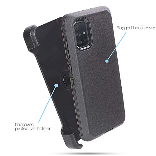 For Samsung Galaxy A71 5G (Not Fit Samsung A71 Version) Holster Case Built In Screen Protector Belt Clip Holster Case, Combo Case With Kickstand Rotating Belt Clip For Samsung A71 5G Only (Black) #TOP2