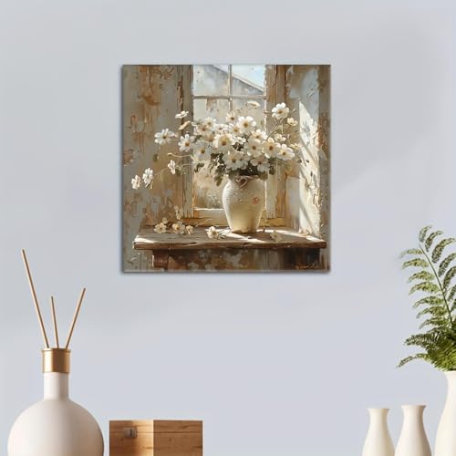 Affiches fleurs et fenêtre tableau décoration murale salon 25cm