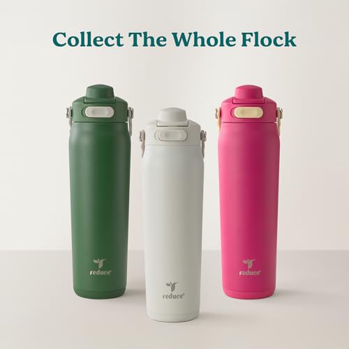 Image of REDUCE Aura Vacuum Insulated 26 oz Water Bottle - Leak-Proof & Chug Spout for Quick Hydration - Keeps Drinks Cold for 30 Hours - Removable Handle for Travel or Gym - Soft Sit Base - Lilac Bud