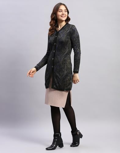 Image of Monte Carlo Womens Self Design Round Neck Full Sleeve Cardigan (1243652RN)