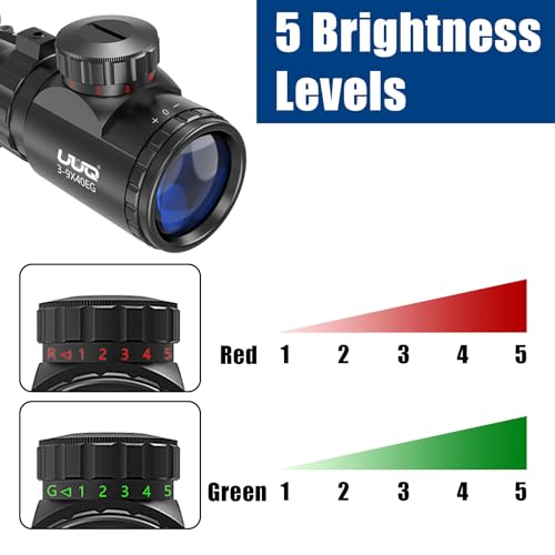 UUQ 3-9×40 Rifle Scope with Red/Green Illumination and Rangefinder Reticle-Includes Batteries,Fits 11mm Free Mounts,Waterproof and Fog-Proof