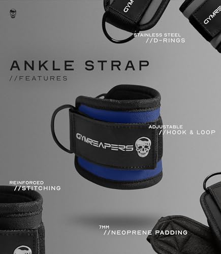 Image of Gymreapers Ankle Straps For Cable Machine Kickbacks, Glute Workouts, Lower Body Exercises - Adjustable Leg Straps with Neoprene Padding