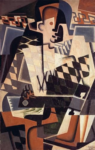 Poster Juan Gris Arlequin à la guitare impression sur toile 60x90cm pour decoration bureau