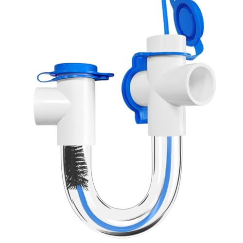 WESUA 3/4 Clear PVC U Trap Pipe Fitting Connector for HVAC Condensate Drain System with Cleaning Brush