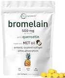 Bromelain 500mg with Quercetin & MCT Oil, 240 Enteric Coated Softgels | Ultra Absorption Bromelain Supplement | Natural Digestive Enzymes for Digestion & Joint Health | Non-GMO, Gluten Free