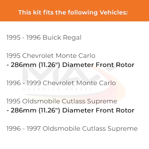 Image of Max Advanced Brakes Front & Rear Brake Kit Compatible With 95-99 Chevy Monte Carlo Compatible With Pontiac Grand Prix Replacement Premium OE Disc Brake Rotors and Ceramic Brake Pads