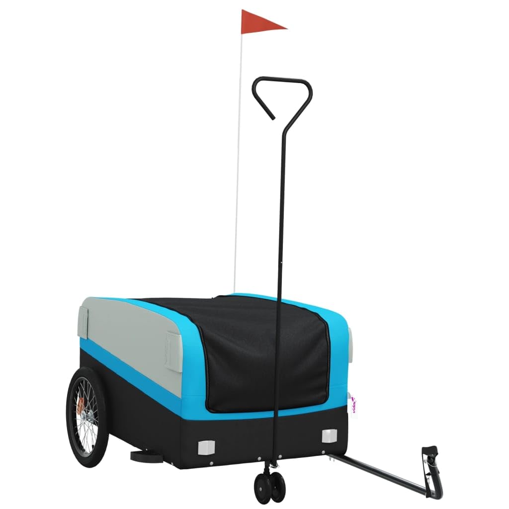ShGaxin Remolque para Bicicleta Hierro Negro y Azul 45 kg, Remolque Bici Perro, Remolque Bicicleta De Carga - 94065