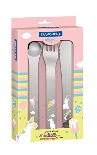 Jogo De Talheres Infantil Tramontina Em Aço Inox 3 Peças Tramontina Inox Jg.talher.aco Inox Fem.3pc.