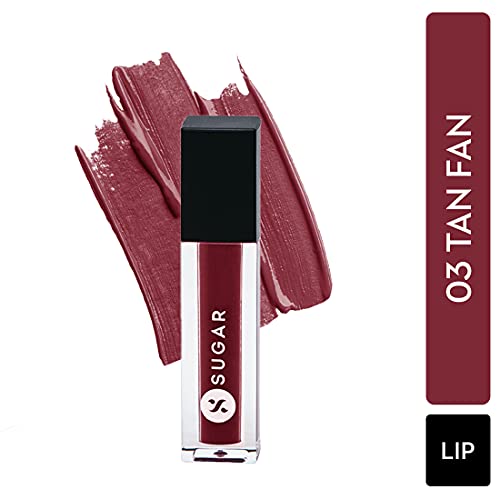 Image of SUGAR Cosmetics Smudge Me Not Liquid Lipsticks for Women | Transferproof & Waterproof | Lasts 12+ Hours | Matte Lipstick | 1.1ml - 03 Tan Fan