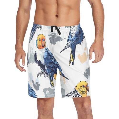 Men's Short Pajama Bottoms Parrots Flying Bird Home Casual Sleep Pants4