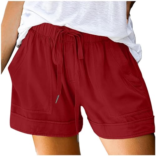 Pantalón corto mujer alta ancho con cintura elástica transpirable y casual