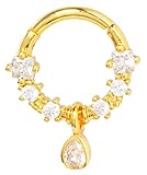 [From da Phactory] フロム ダ ファクトリー ジュエル チャーム セプタム ワンタッチ セグメントリング 16G ステンレス ボディピアス 1個(16G,ゴールド)