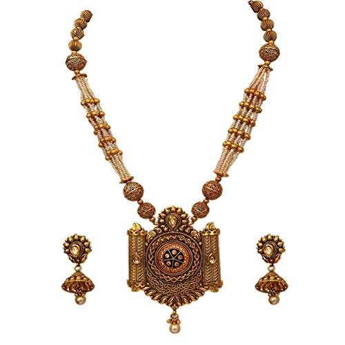 Regalo ideal de cobre chapado en oro con perla fina y cristal