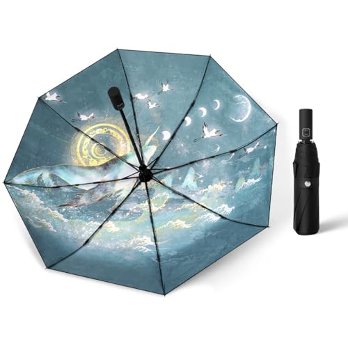 Parapluie de poche femme peinture à l'huile 3D pour se protéger du soleil en ville