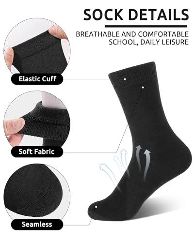 Image of Somaibo 8 Pairs Kids Socks for Boys Girls Crew Dress Athletic Socks Soft Cotton Seamless Cushioned School Sock