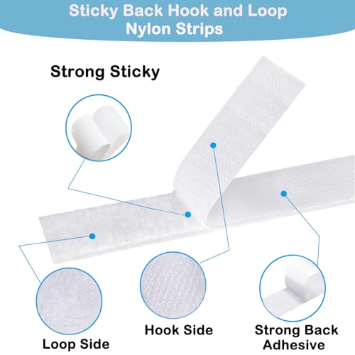 Strips with Adhesive Heavy Duty, 1.2 Inch x 8.2 Ft Strong Double Sided Self Adhesive Strips, Nylon Sticky Back Fastener Rolls for Home Office School Car and Crafting Organization - Image 3