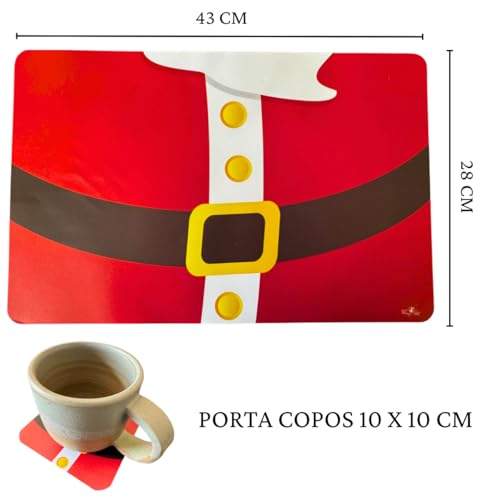 Kit 12 Lugares Jogo Americano Natalino Mesa Posta Decoração Barriga Do Papai Noel Sousplat Porta Pra
