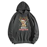 Weihnachtsshirt Damen Sport Langarm Sweatshirt Weihnachtspullover Damen Mode Herbst Rentier Drucken Weihnachtspulli Lose Bluse