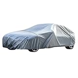 Silver Weatherproof Car Cover, PE Film Waterproof Full Car Cover, Outdoor Waterproof & Scratch-Resistant, Heat-Resistant, Windproof Straps, Elastic Band, Fit for Saloon - 430 * 160 * 120 Cm