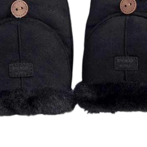 Fingerless Gloves for Winter Flip Top Mittens with Thermal Lining Convertible Women's Cold Weather Gloves- Black3