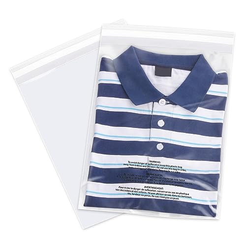 6" x 9" (200 Count) - Clear Poly Bags with Suffocation Warning Self Seal for Packaging, Shirts, Clothing & FBA - Permanent Adhesive 6" x 9" 200 Pack