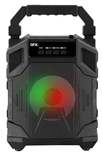 QFX PBX-22-GY Bluetooth Party Speaker | Portable Outdoor Speaker | Rechargeable 4â€ Woofer, LED Party Lights, USB/TF Reader, FM Radio (2021 Model)