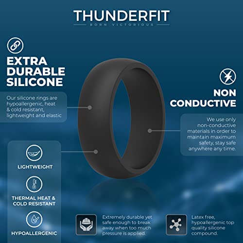 Thunderfit Silicone Rings For Men Rubber Wedding Bands - 3 Rings (Black, Gray, Light Gray, 9.5-10 (19.8Mm)) #TOP3