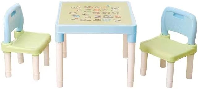 RMW Children's Table and Chair Set ABC Alphabet Plastic Toddlers Childs School Kids (Blue)