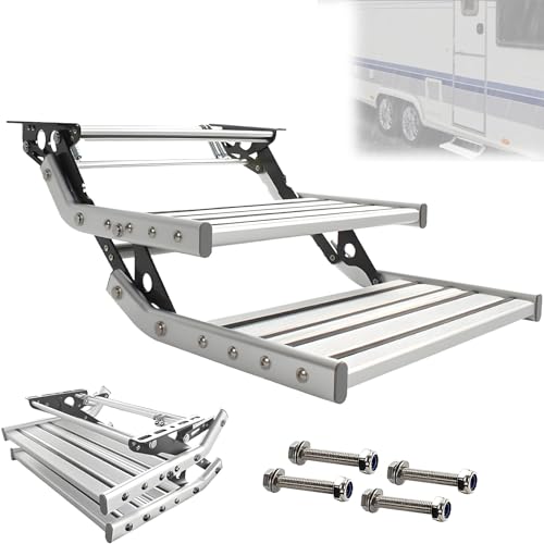 Escalón plegable portátil para evitar caídas en autocaravanas con LED