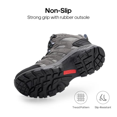 NORTIV 8 Damen Wanderschuhe Trekkingschuhe Atmungsaktiv Schuhe Outdoorschuhe rutschfeste Hiking Boots Wanderstiefel,Size 40,Dunkelgrau-Wildleder,SNHB2212W