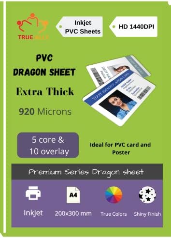 True-Ally Premium Extra thick PVC Lamination Dragon Sheet A4 Size 920 Micron for PVC Aadhar, Photos, ID card (Set of 5 Cores and 10 Overlays)