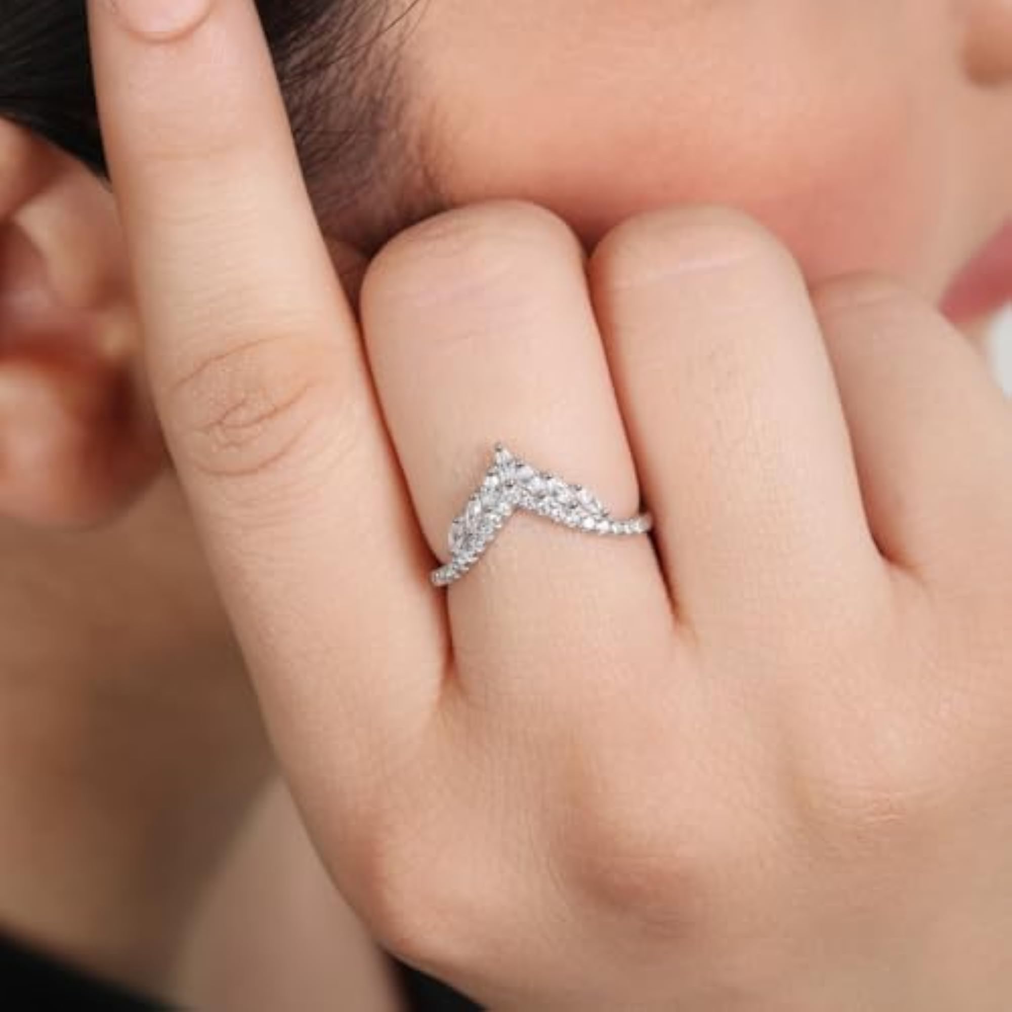 925 Silver CZ Minimal Rhodium Plated Ring & Hallmark