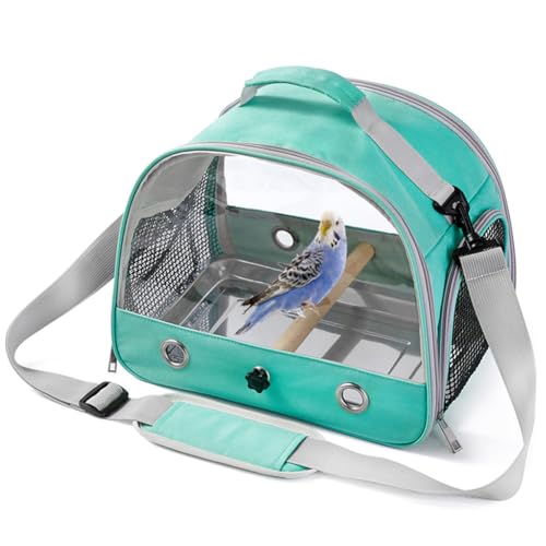 Bird Carrier Travel Cage,Portable Clear Bird Travel Cage for Parrot with Stainless Steel Tray and Wooden Standing Perch,Side Access Window Collapsible for Parakeets Budgie - Image 6