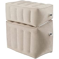 Colchón Super Lujo Viajes Inflable reposapiés- Travel Kids Pillow Foot Rest Almohada de Viaje Inflable para el pie de la Pierna (Gris Claro)