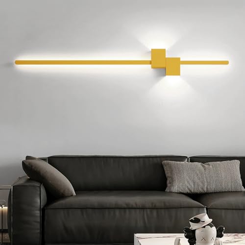 Apliques de pared LED modernos de 80cm en aluminio oro y luz blanca para salones