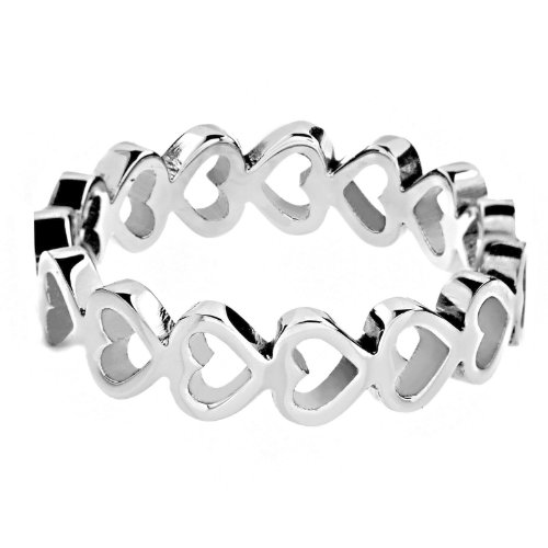 | ELYA Women's Stainless Steel Open Heart Eternity Ring (5 mm) - Size 9